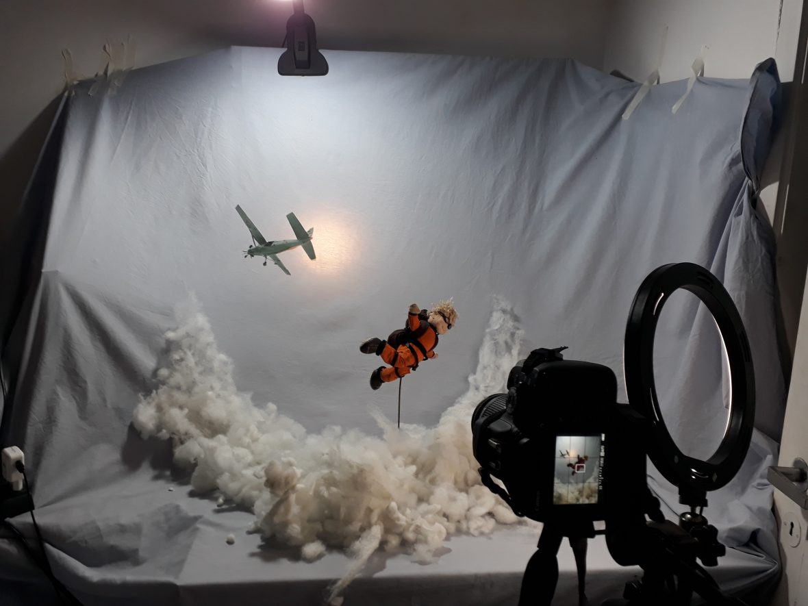 BTS Bastidores da Foto: Paraquedismo